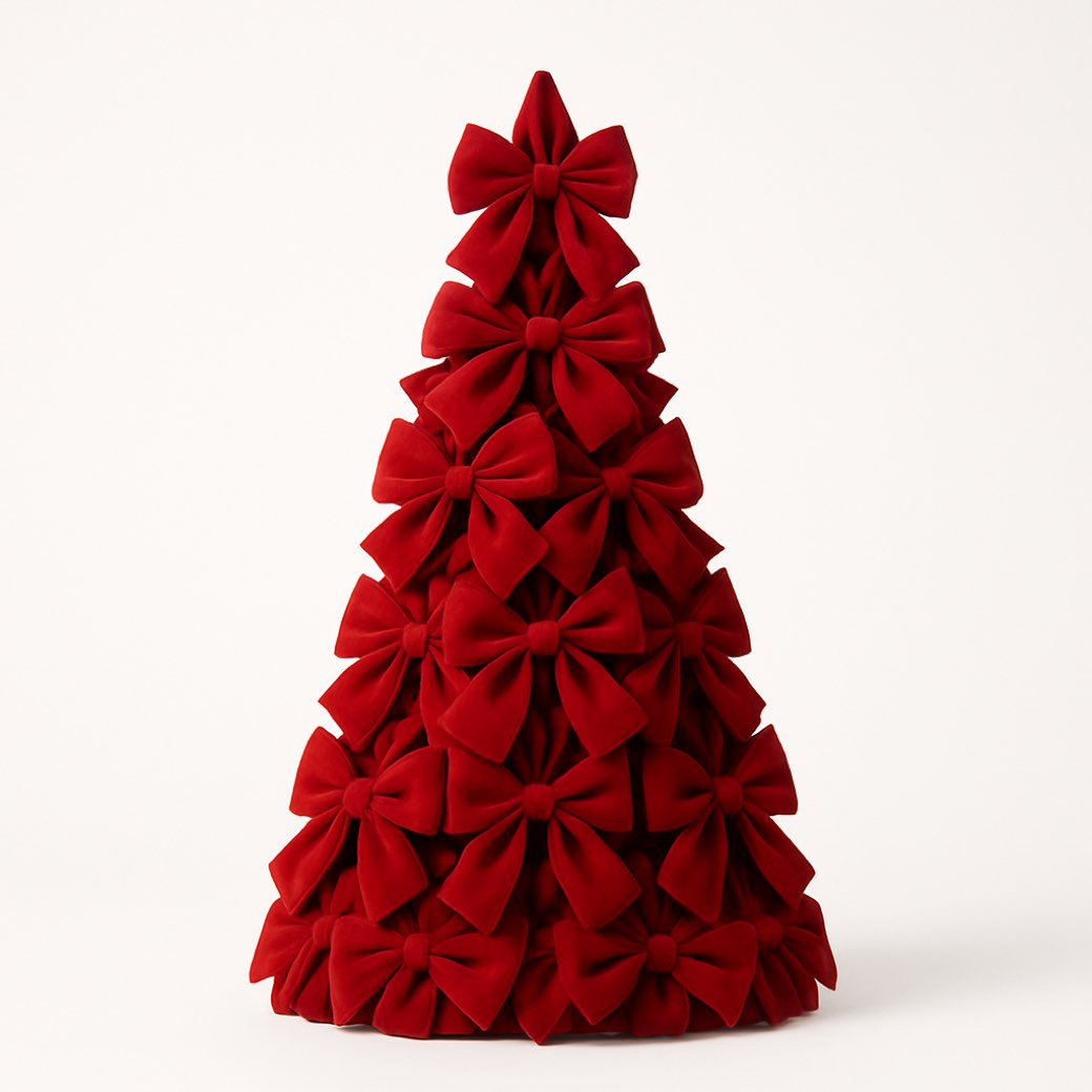 Árbol de mesa rojo, con moño · 48 cm — árboles de Galería Navidad