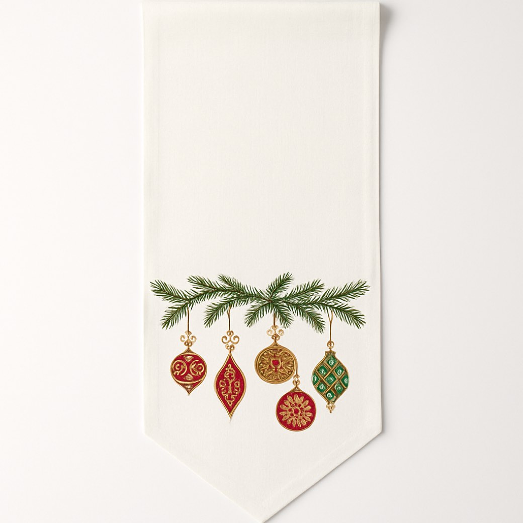 Camino de mesa blanco, bordado — textiles de mesa de Galería Navidad
