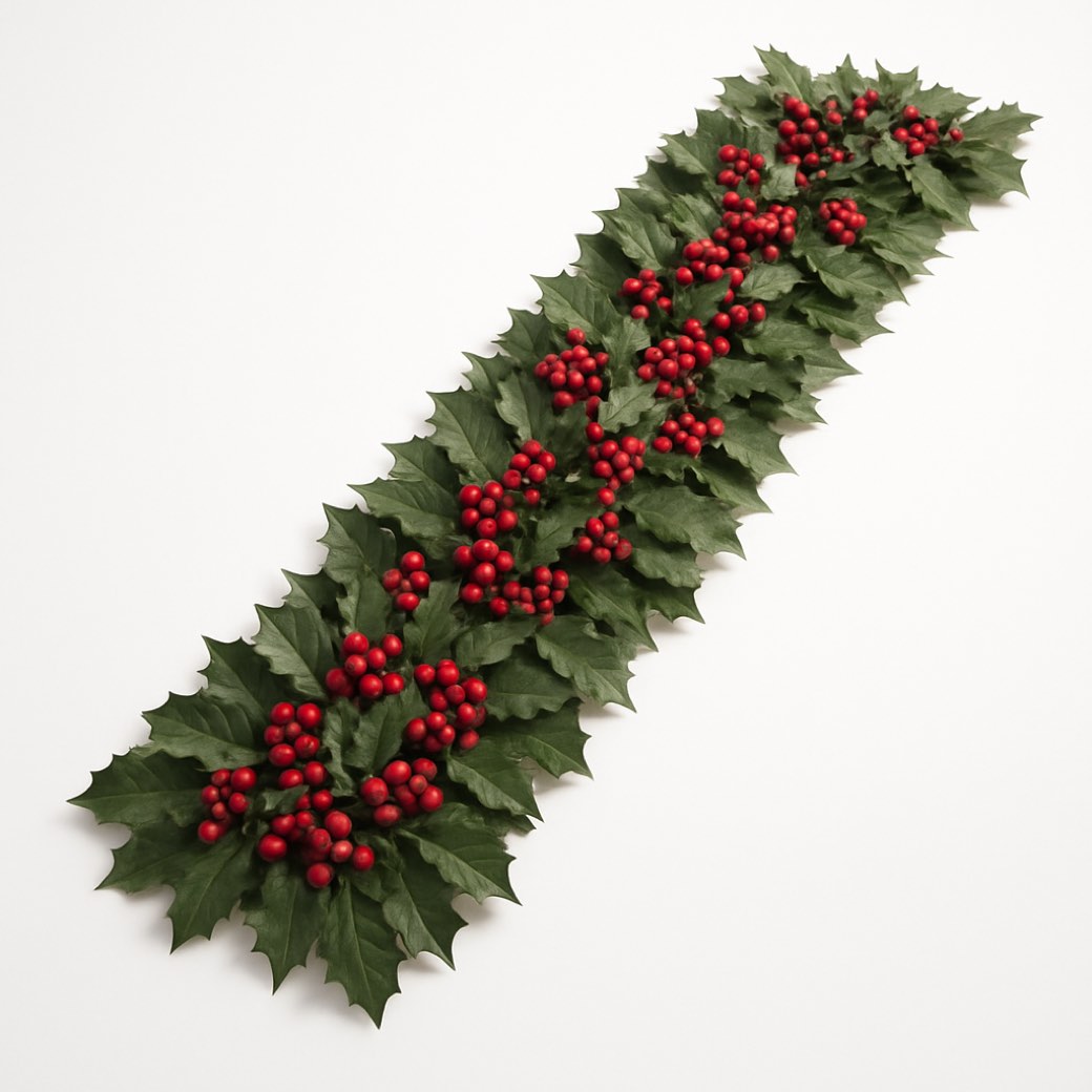 Camino de mesa natural, de acebo — textiles de mesa de Galería Navidad