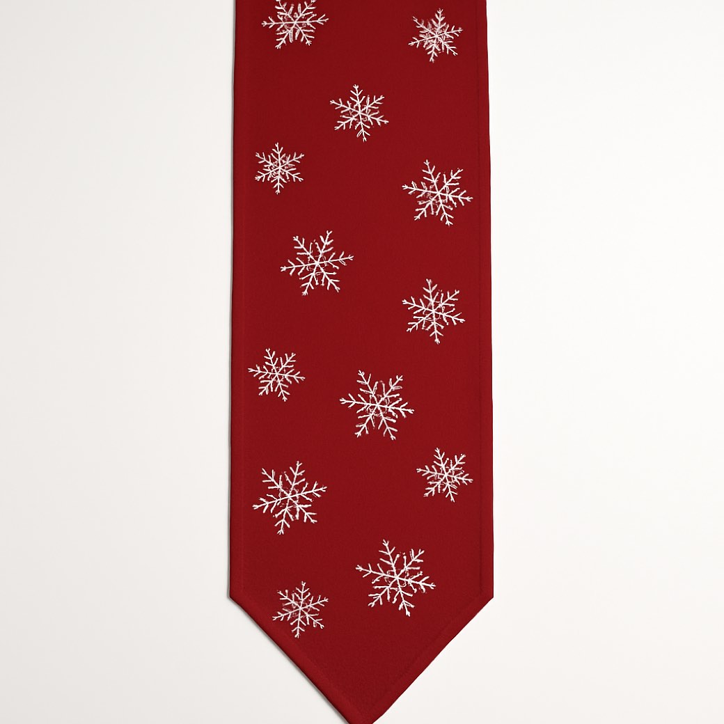 Camino de mesa rojo, de copo de nieve — textiles de mesa de Galería Navidad