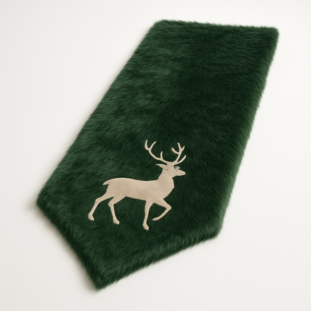 Camino de mesa verde, de reno — textiles de mesa de Galería Navidad