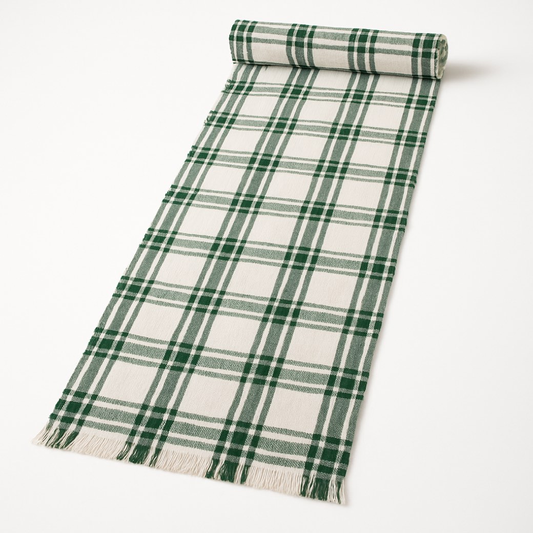Camino de mesa verde, de tartán — textiles de mesa de Galería Navidad