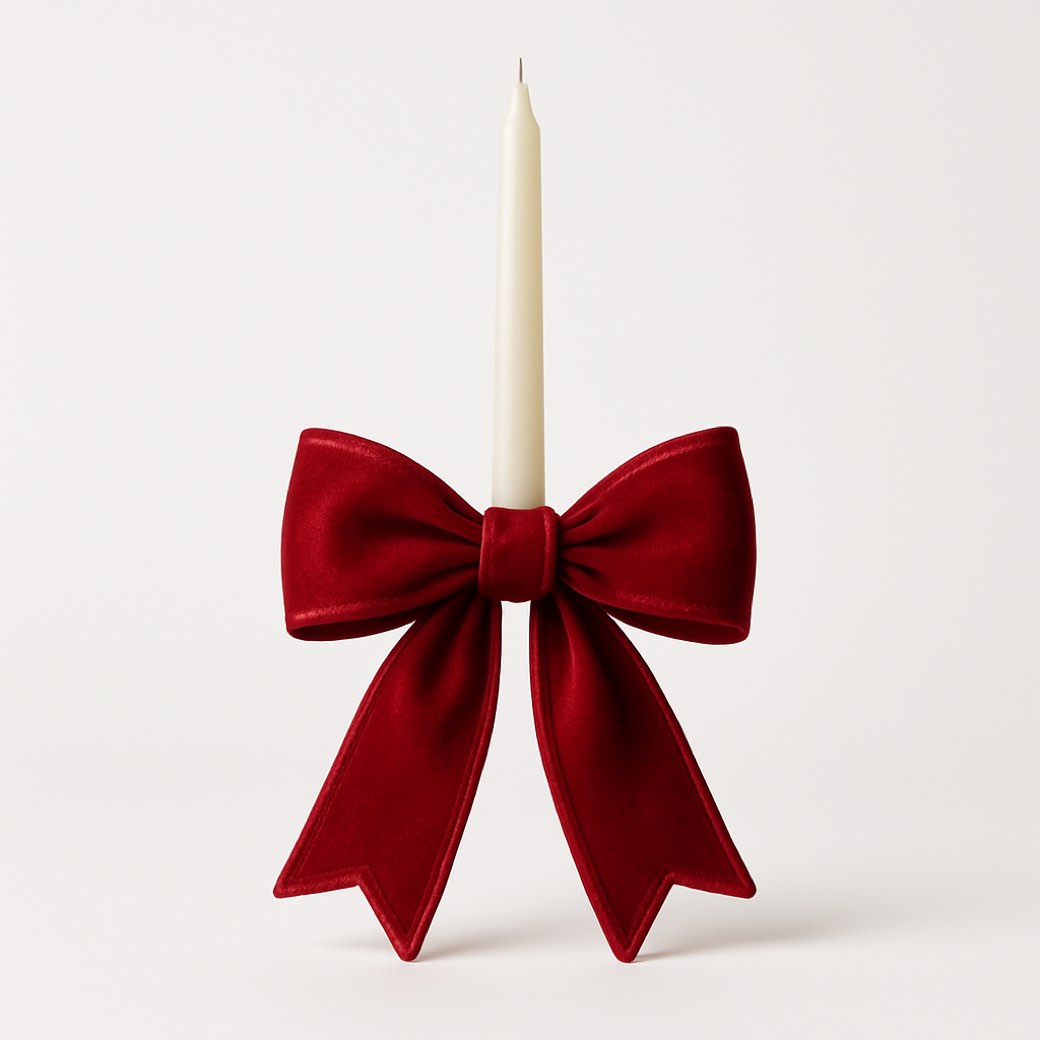 Candelabro rojo, con moño — candelabros de Galería Navidad