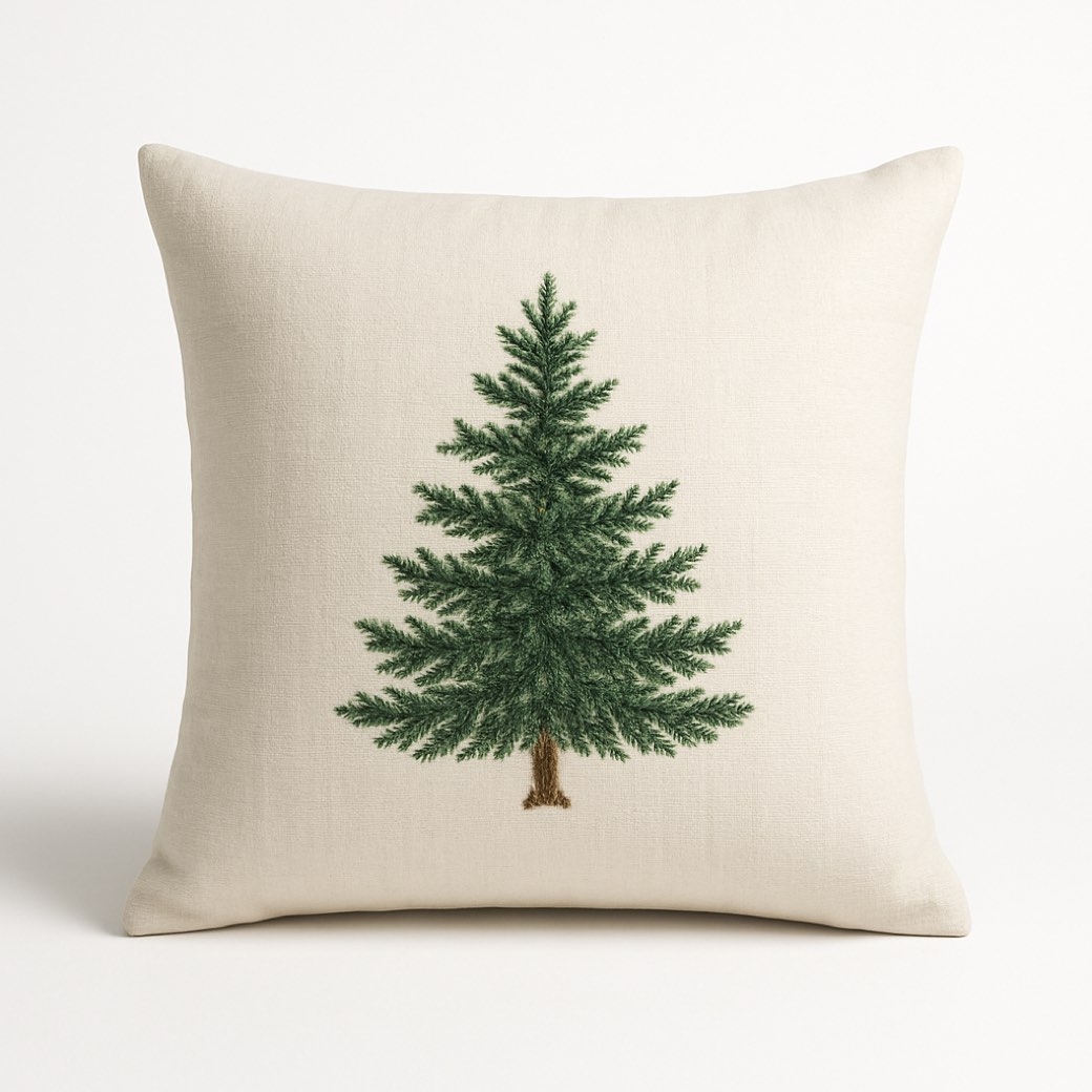 Cojín navideño natural, bordado — cojines de Galería Navidad