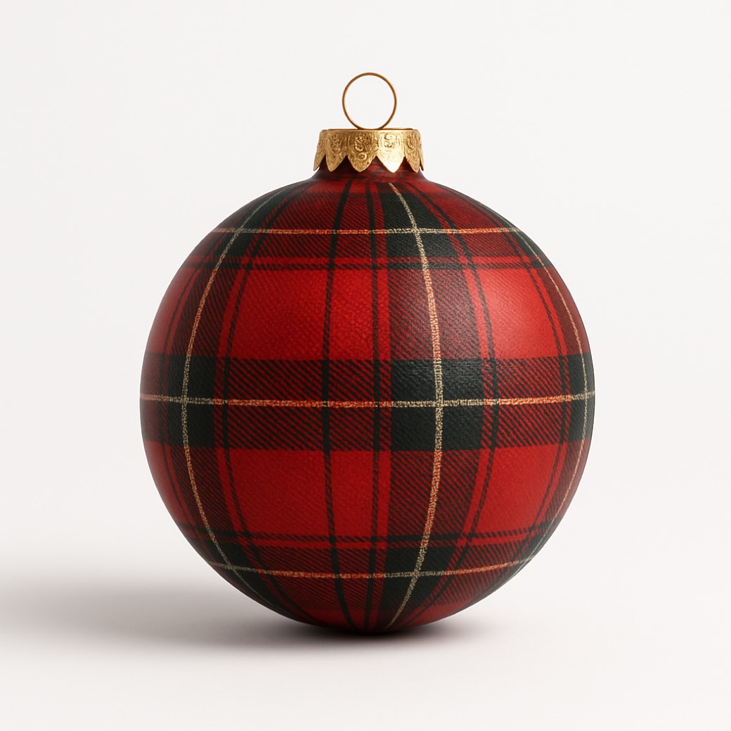 Esfera roja, de tartán — esferas de Galería Navidad