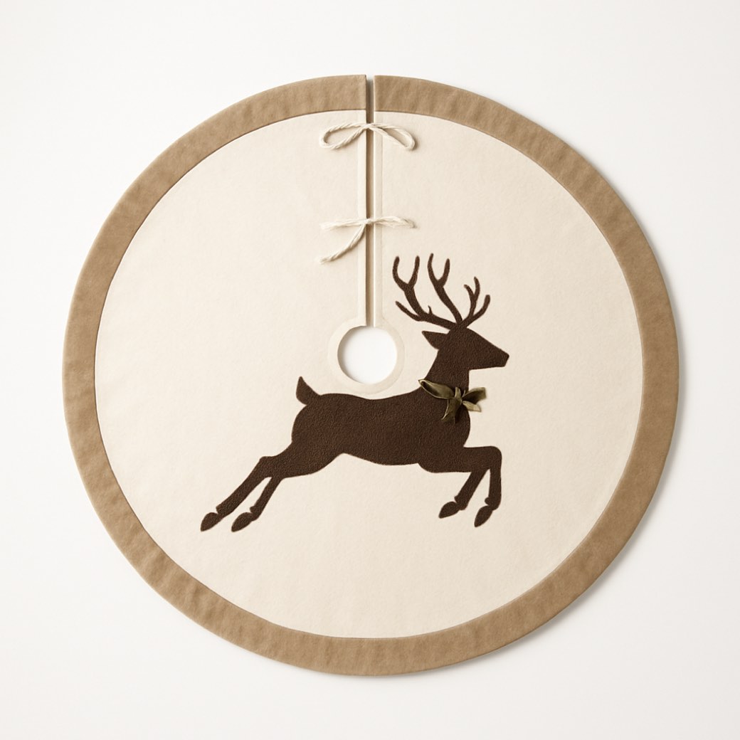 Faldón de árbol, con aplicación de reno · 127 cm — faldones de árbol de Galería Navidad
