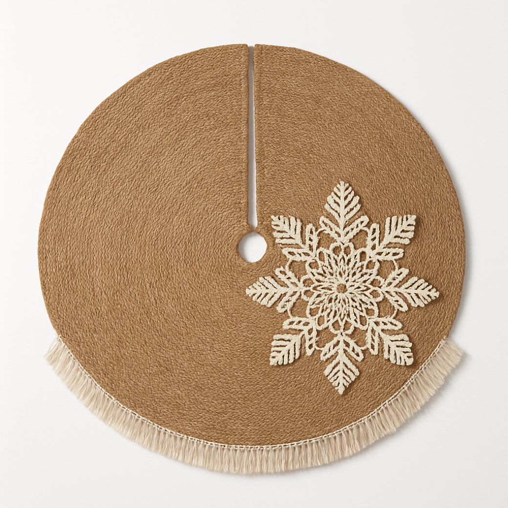 Faldón de árbol de yute, de copo de nieve en macramé · 137 cm — faldones de árbol de Galería Navidad