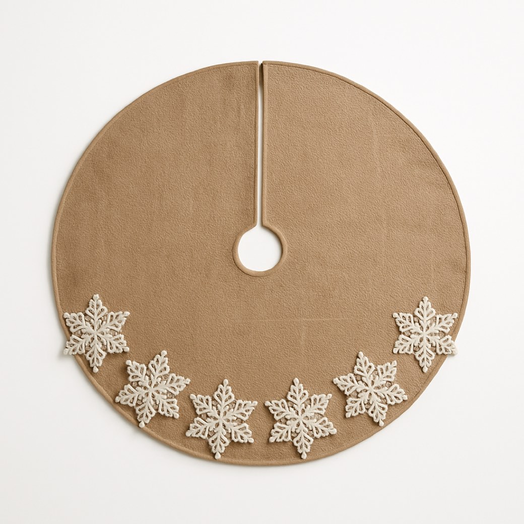 Faldón de árbol de yute, de copo de nieve en macramé · 137 cm — faldones de árbol de Galería Navidad