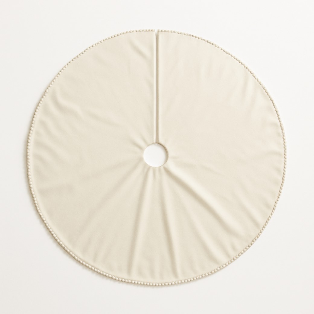 Faldón de árbol marfil, con perlas · 137 cm — faldones de árbol de Galería Navidad