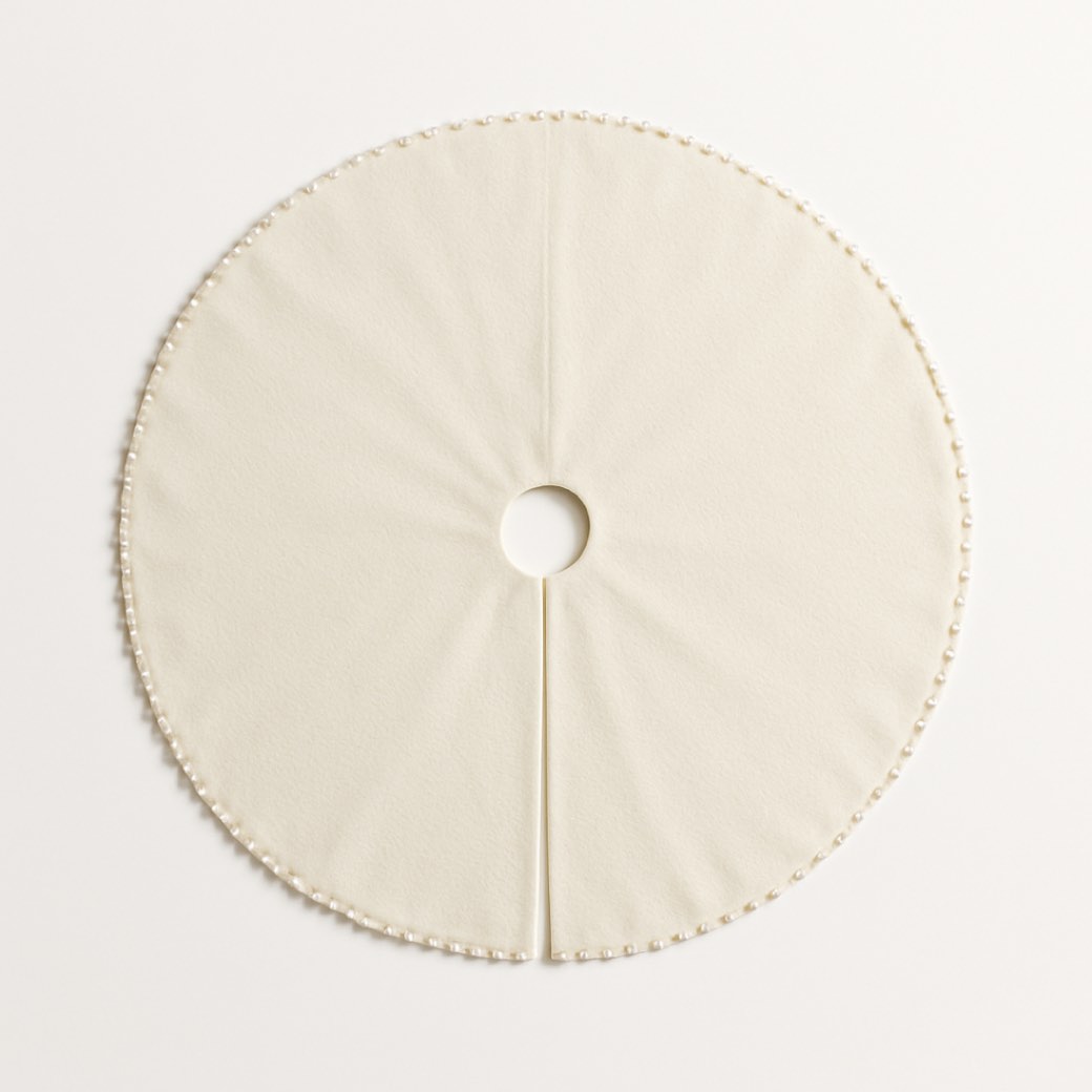 Faldón de árbol marfil, con perlas · 137 cm — faldones de árbol de Galería Navidad