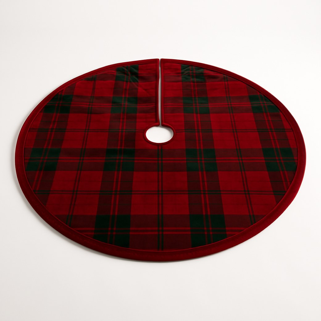 Faldón de árbol rojo de terciopelo, de tartán · 122 cm — faldones de árbol de Galería Navidad