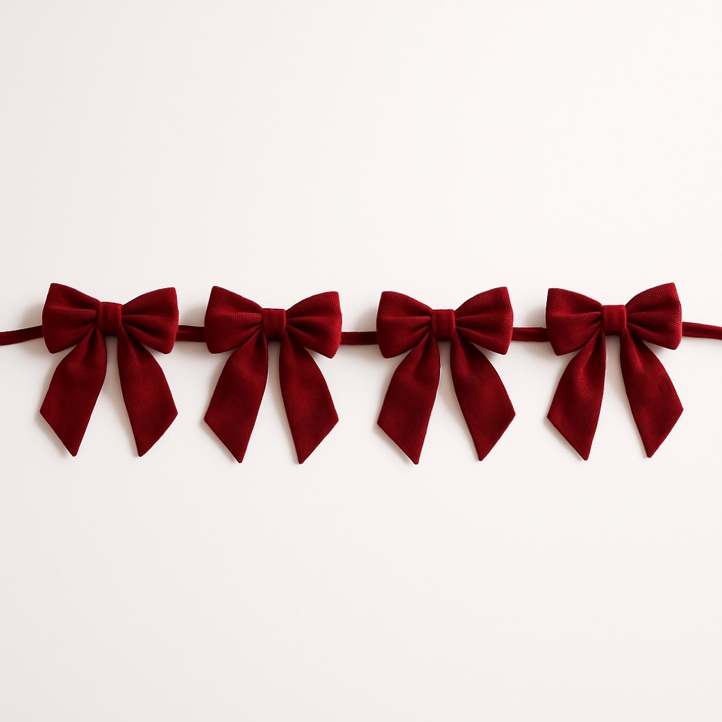 Guirnalda roja de terciopelo, con moño — guirnaldas y follaje de Galería Navidad