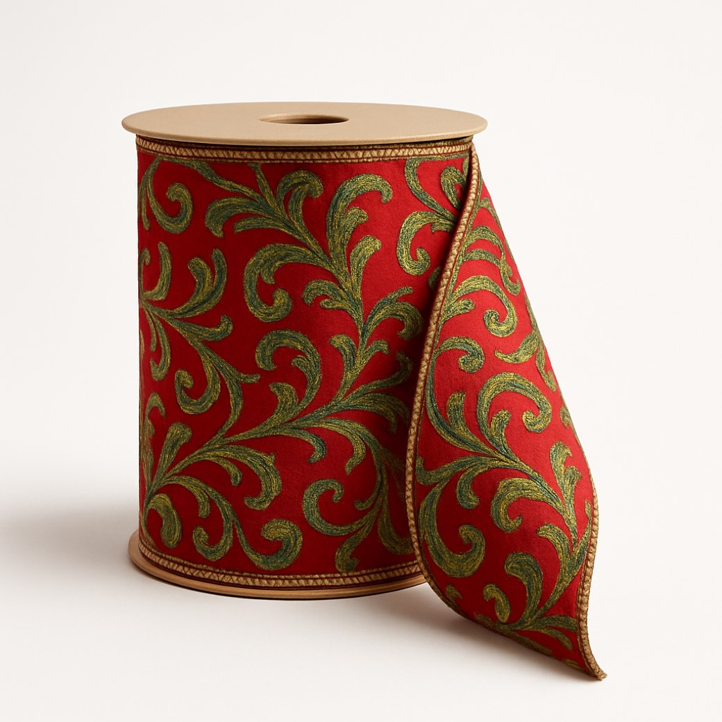 Listón decorativo rojo, con alambre — listones de Galería Navidad