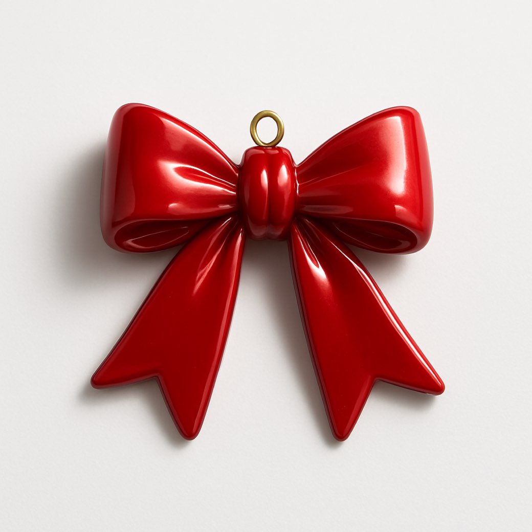 Moño navideño rojo de resina, con moño — moños de Galería Navidad