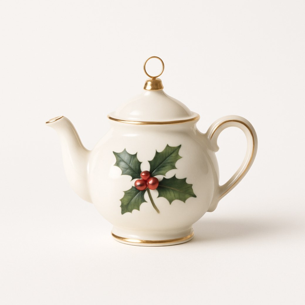 Ornamento de porcelana, de acebo — ornamentos de porcelana de Galería Navidad