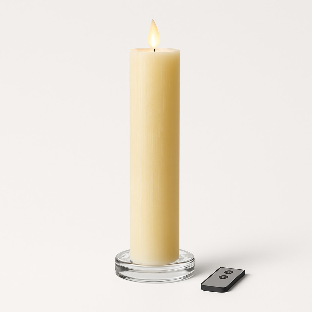 Vela navideña de vidrio, con control — velas de Galería Navidad