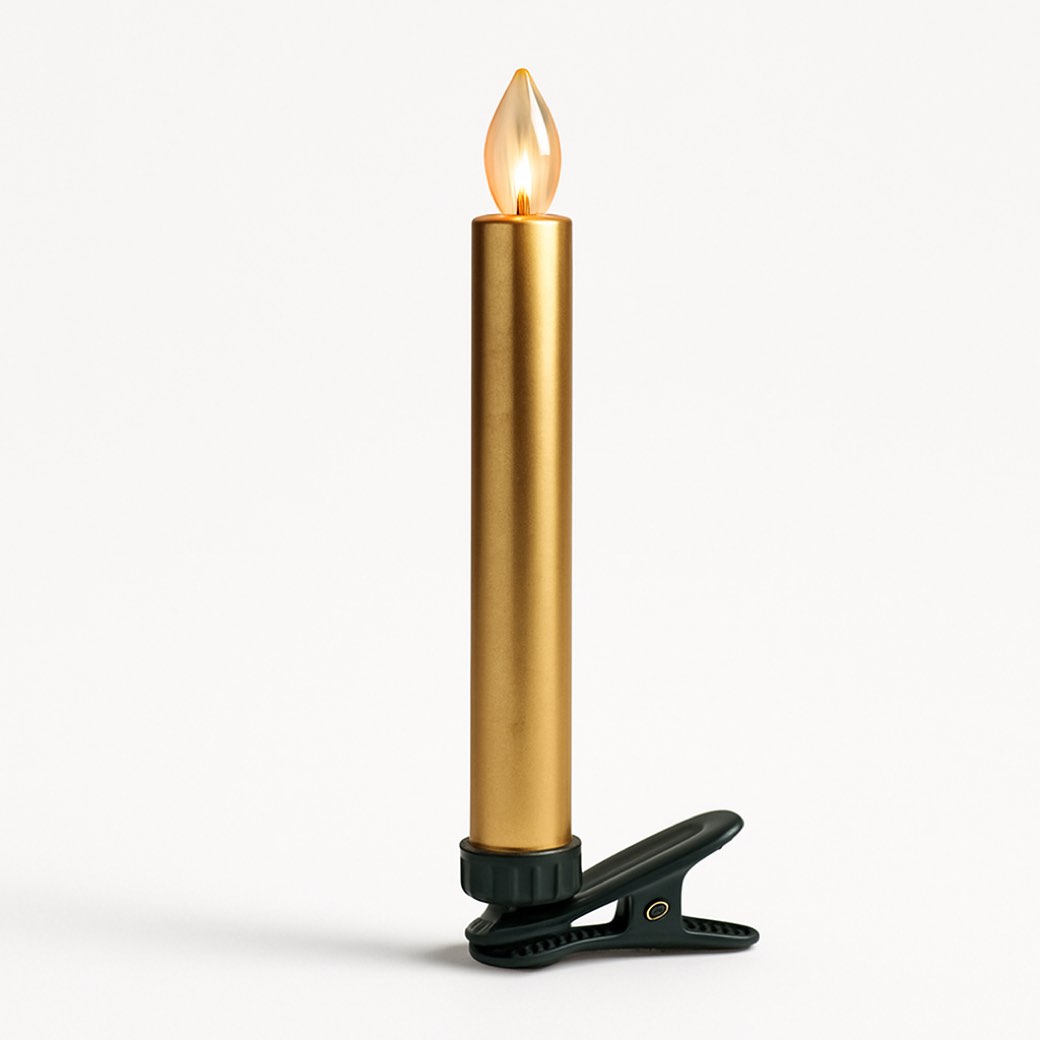 Vela navideña dorada, a pilas — velas de Galería Navidad